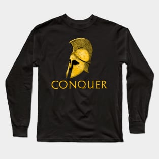 Motivational Ancient Greek History Spartan Helmet - Conquer Long Sleeve T-Shirt